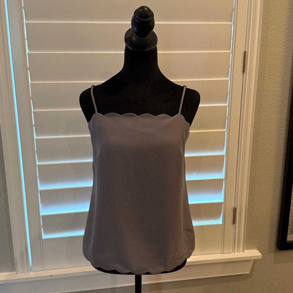 Banana Republic Gray Scallop-Edge Silk Camisole